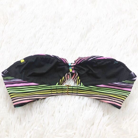 Victoria’s Secret Swim Multicolored Striped Strapless Top Size Small - Picture 2 of 3